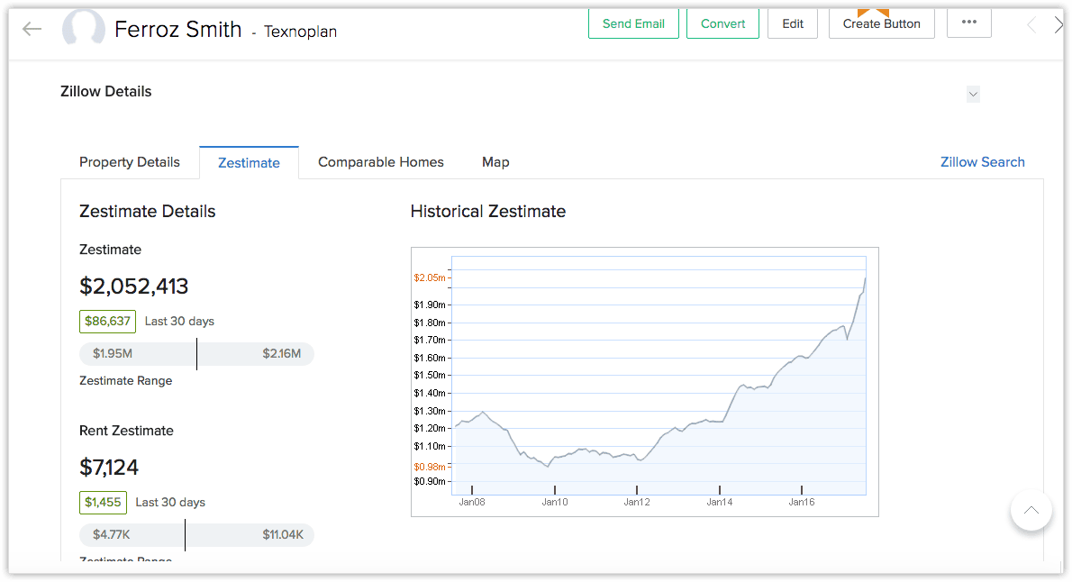 Zoho CRM screen
